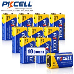 10pcs 9 Volt Batteries 0% Mercury Heavy Duty 9V 6F22 PP3 MN1604 EN22 Zinc-Carbon