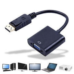 Black DisplayPort DP Male to VGA Female Converter Adapter Cable for PC Laptop