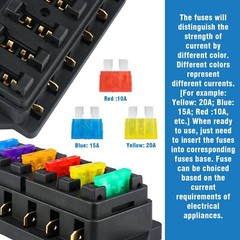 6 Way Blade Fuse Box Block Holder 12-24V Car Boat Power Distribution Panel Board