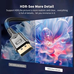 3.3Ft Braided GoldPlated DisplayPort 1.4 Cable DP To DP 8K@60Hz 4K@144Hz