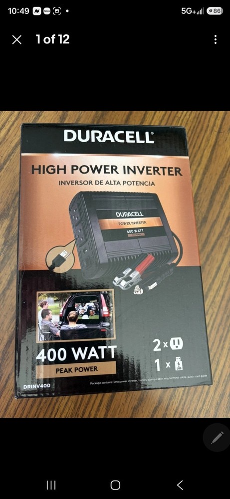 NEW Duracell High Power Inverter 400 Watt DRINV400. FREE SHIPPING