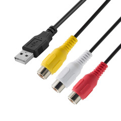 USB to RCA Cable 5FT, USB 2.0 a Female to 3 RCA Female Cord AV Composite Cable f