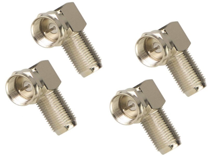 4 Pack F-type Right Angle Male to Female Screw Connector Coax Cable TV Antenna