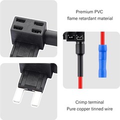 15Pcs Fuse TAP ADAPTER KIT 15 Amp 20Amp 12V Car Add-a-circuit Mini ATM APM Blade