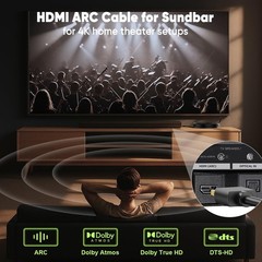 Short HDMI Cable 1FT 4K HDMI 2.0 Slim Flexible Cord 4K@60Hz Monitor TV PC Camera
