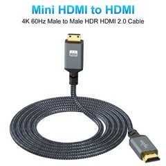 Long Mini HDMI to HDMI Cable 15FT Braided High-Speed 3D 4K for Cameras & TVs