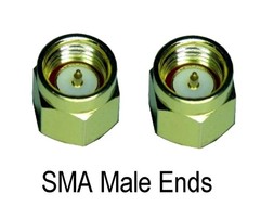 2 X SMA Male to SMA Male Cables 50 Ohms 4 Inches Long NOS