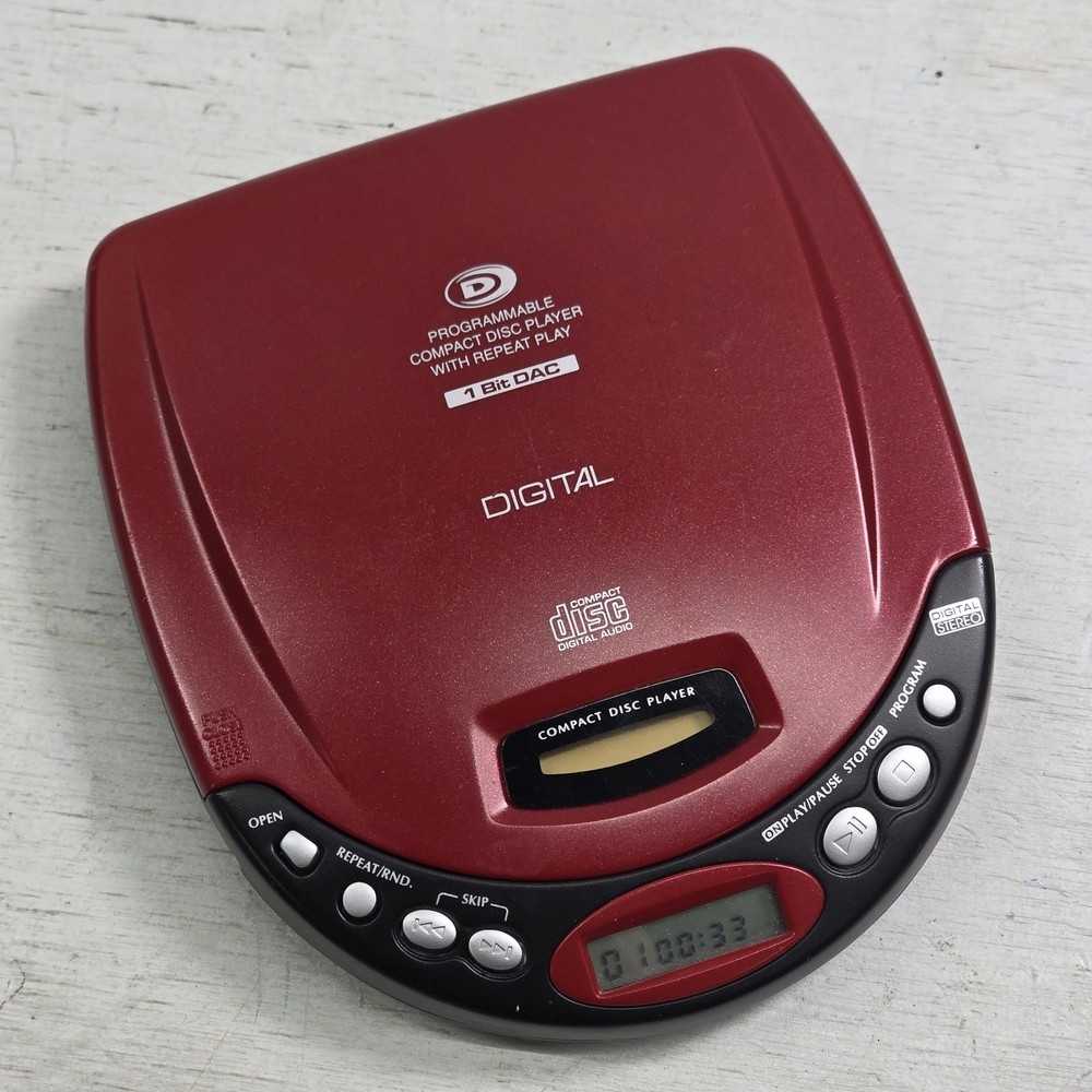 Durabrand CD-50 Portable CD Player Red Tested Works Discman Style 1-Bit DAC Y2K