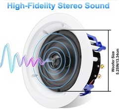 Herdio 5.25″ 300W Home Store In Ceiling Speakers+Wall Mount Bluetooth Amplifier