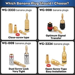 WG-3333 24k Gold Plated Speaker Banana Plugs-Closed Screw Type (6 Pairs (12 P…