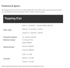 Topping D30 Black (USB and S/PDIF DAC) optical & coaxial New Open Box