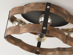 4-Light Rustic Farmhouse Wood Flush Mount Ceiling Medium 4 lights, Black