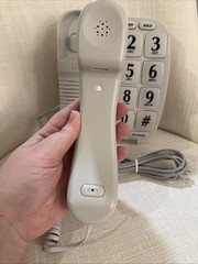Large Number Big Button Telephone Handset White Home Phone with Speaker & Memory