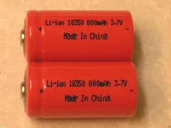 2 NEW 18350 RECHARGEABLE Li-ion BATTERY 800mah 3.7v Lithium-ion RED