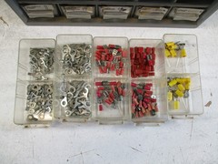 Lot of Small Vintage Electrical Connectors In Organizer Cabinet