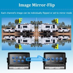 1080P Wireless RV Backup Camera 7″ DVR Quad Split Monitor for Truck Trailer Van