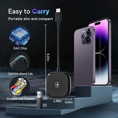 Kiuudre Wireless CarPlay Adapter, 2023 Upgrade Plug and Play Dongle Iphone