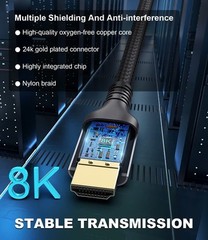 Certified 10K 8K HDMI 2.1 Cable 1.64 FT, 48Gbps Ultra High Speed FT/0.5m