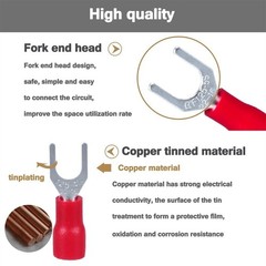 200pcs RED FORK SPADE TERMINAL 22-16GA #8 VINYL INSULATED CRIMP WIRE CONNECTOR