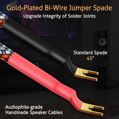 4 Pack 6″ HiFi Speaker Jumper Cables, Bi-Wire OFC Cable Bridge, Gold Plated Term