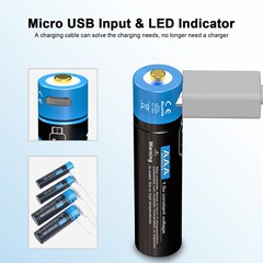 Kratax 1.5V USB AA AAA Rechargeable Li-Ion Batteries AA AAA Lithium Batteries