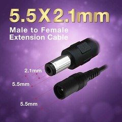 5M DC 12V Power Extension Cable Cord For CCTV Security Camera DVR 2 Packs