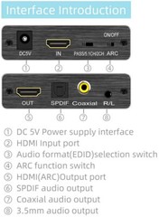 HDMI Audio Extractor Optical SPDIF RCA L/R 3.5mm digital to analog coverter ARC