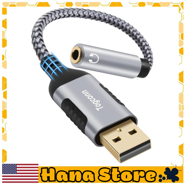 USB 3.0 Male to 3.5mm TRRS 4-Pole Female Headphone Jack Adapter, USB-A to Aux…