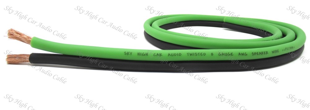 5 ft TRUE 8 Gauge AWG GR/BK Sky High Car Audio Speaker Wire Car Home Audio