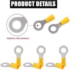 YELLOW Guage 12-10 Wire Ring Terminals Electrical Vinyl Connectors Assortment