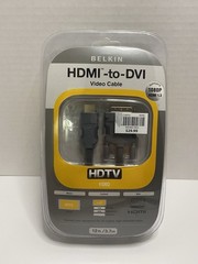 New Belkin HDMI to DVI Video Cable – 12 Ft – 1080P HDMI – Gray