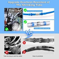 100PCS Solder Seal Wire Connectors Heat Shrink Wire Butt Solder Terminals Sleeve