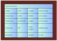 12V 12Ah for Schumacher SJ1427 6-in-1 Portable Power Station battery 1pk
