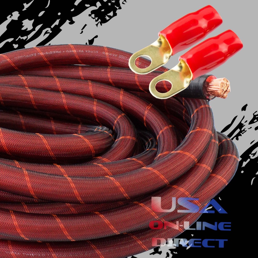0 Gauge 20ft SNAKE SKIN OFC Wire Strands Copper Hi-Voltage Marine Cable 1/0 AWG