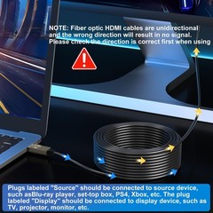 100ft Fiber Optic HDMI Cable 18Gbps 4K@60Hz (4:4:4) Unidirectional Active HDMI 2