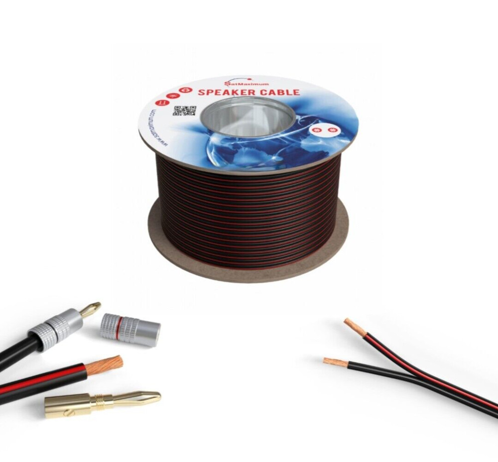 100ft Speaker Cable 18AWG CL3 Rated Bulk In Wall Audio Wire 18/2 Gauge Black