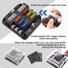 6-Way Marine Fuse Block,Waterproof 12V Fuse Block with LED Indicator, Automotive