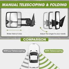Towing Mirrors for Chevy Silverado/GMC Sierra 1500 Painted White (code:8624)