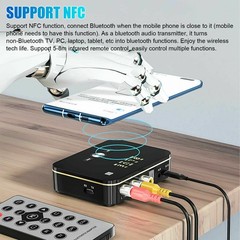 NFC Bluetooth 5.0 Transmitter Receiver Wireless 3.5mm AUX to 2RCA Audio Adapter