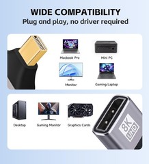 3 Pack Mini DP To DP Adapter DisplayPort 1.4 Male To Female Converter 8K