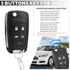 2 Pack 5 Button Key Fob Case for Chevy Cruze Equinox Impala Camaro Malibu