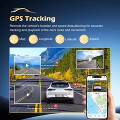 4K 3 Channel Dash Cam Car DVR GPS WIFI Front Rear Cabin Camera with Hardwire Kit