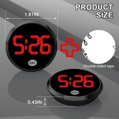 Digital Clock, Stick On Luminous Small Vehicle Electronic Wat Color: Black/Red