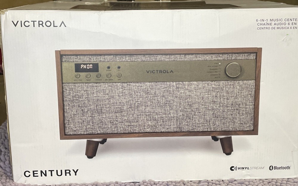 Victrola Century 6-in-1 Music Center, turntable, CD and cassette, bluetooth.