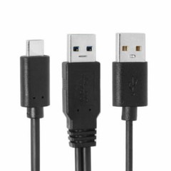 Type-C USB-C to USB 3.0 Male USB 2.0 Dual Power Data Y Cable for Laptop 5Gbps