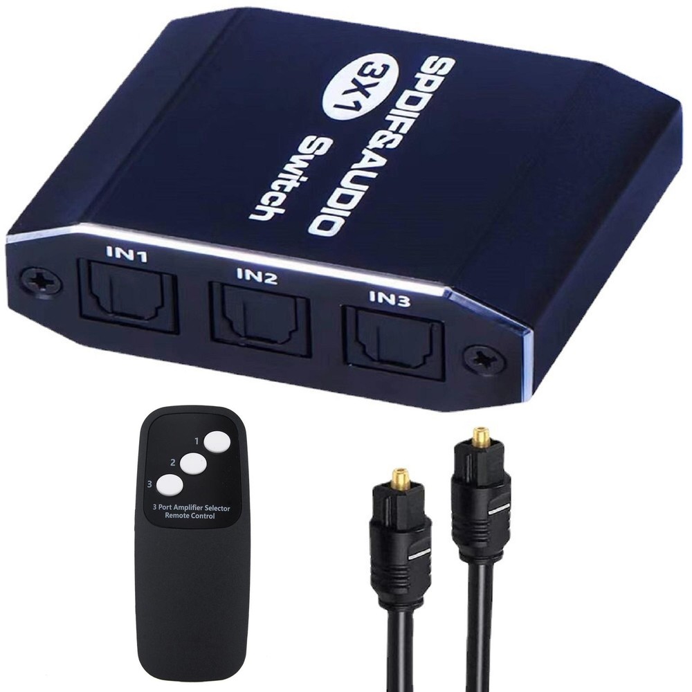 3 in 1out Aluminum Spdif Toslink Optical Digital Audio Splitter Switch Hub NEW