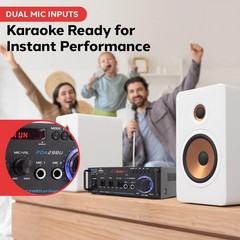 Pyle 200W Stereo Power Amplifier with Bluetooth Dual Channel Audio Receiver