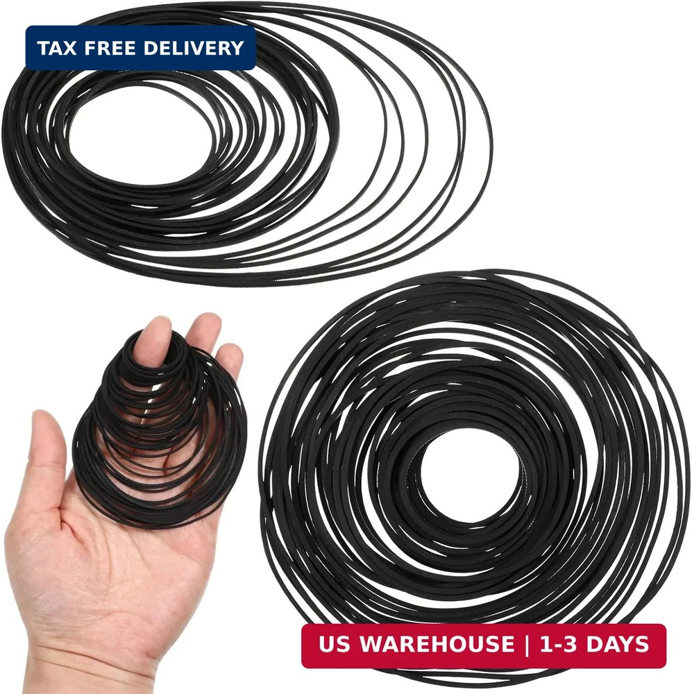 80Pcs Flat Cassette Belts 40-135mm Mix Rubber Drive Belt Kit 0.7mm 1mm for CD VC
