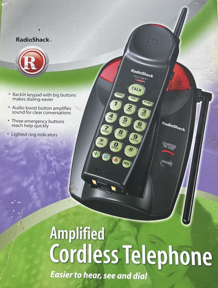 RadioShack Amplified Cordless Telephone 43-3576 Black – Vintage 90s/2000s – new