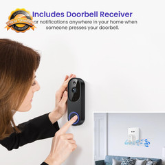 Smart WiFi Video Doorbell Camera 1080P AI Motion Night Vision Battery 2.4G